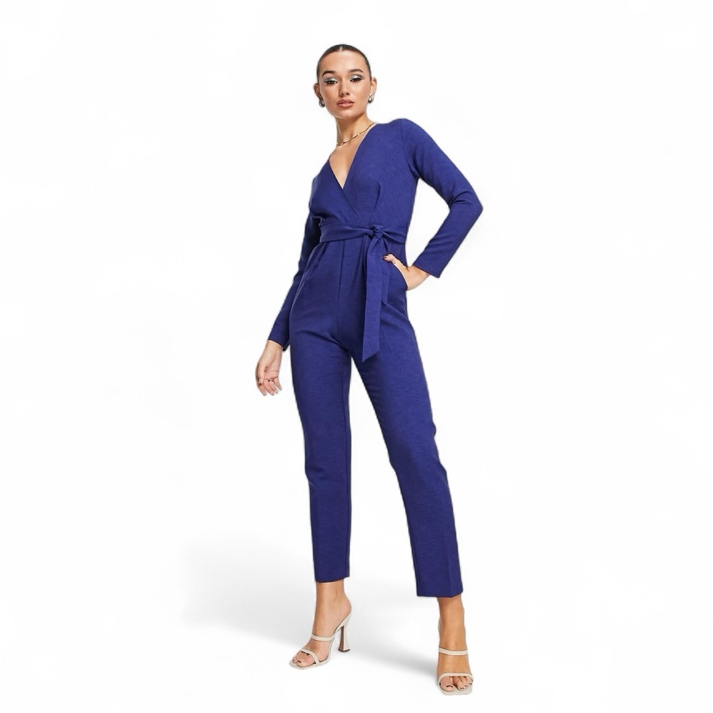Closet London tie waist kimono sleeve jumpsuit in navy Size 12 NWOT Belted